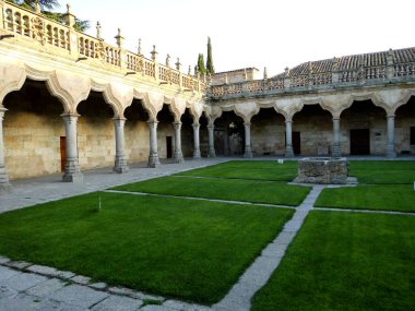 Salamanca Üniversitesi avlusu. Salamanca aynı zamanda altın renkli taştan yapıldığı için altın şehir olarak da adlandırılır. Salamanca, İspanya