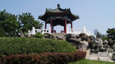 Pekin 'deki park dinlenme alanı. Çin