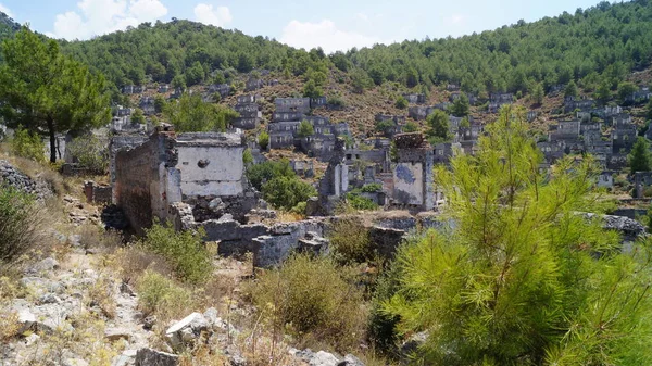 Abandoned houses and ruins of Kayakoy village. Kayakoy is presently a village 8 km south of Fethiye in southwestern Turkey in the old Lycia province. Turkey.