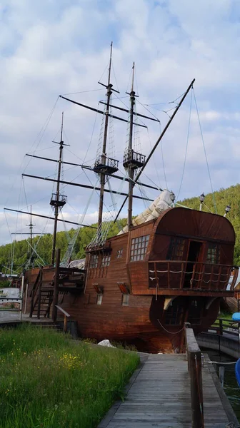 Velero Lago Baikal Pueblo Nikola Lago Baikal Lago Fracturado Situado —  Fotos de Stock