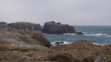 Japon Denizi 'nin kayalık kıyıları. Matsue, Shimane, Japonya