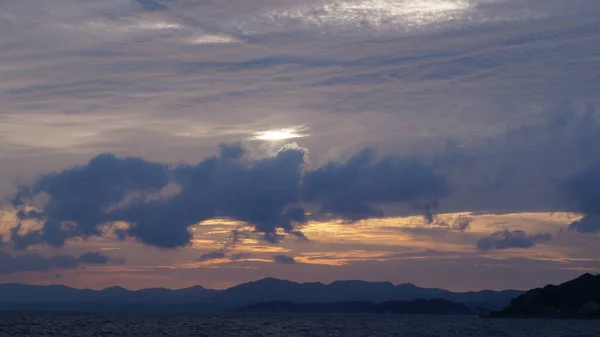 Nydelig Solnedgang Shinji Lake Shinjisjøen Innsjø Nordøst Prefekturet Shimane Japan – stockfoto