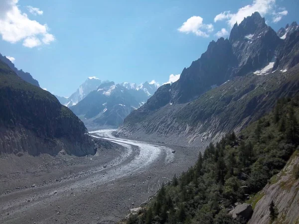 Mer Glace Dalla Stazione Montenvers Mer Glace Mare Ghiaccio Ghiacciaio — Foto Stock