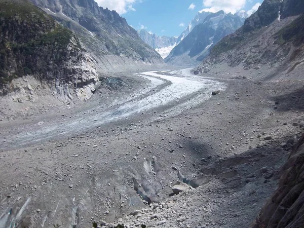 Mer Glace Montenvers Station Mer Glace Sea Ice Valley Glacier — Stock Photo, Image