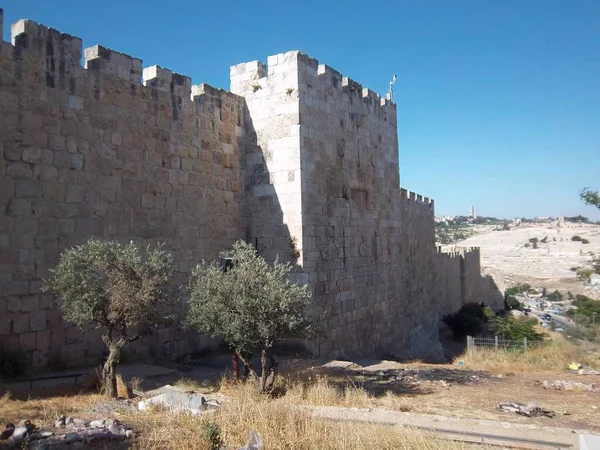 Antigua Muralla Jerusalén Jerusalén Una Ciudad Medio Oriente Situada Una —  Fotos de Stock