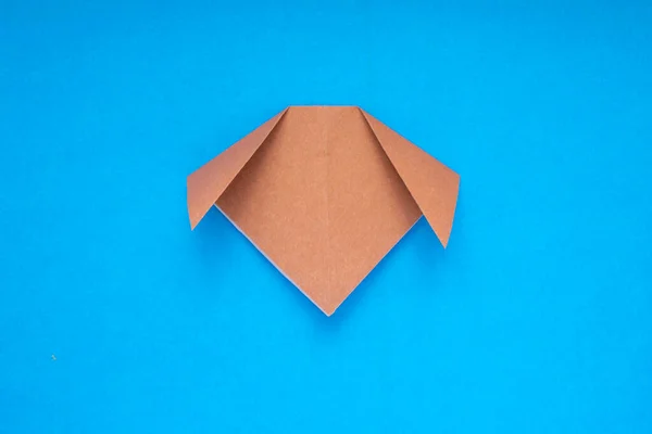 Krok Kroku Instrukcja Fotograficzna Jak Zrobić Psa Origami Papieru Prosta — Zdjęcie stockowe