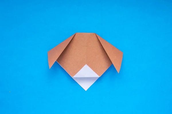 Покрокова Інструкція Фото Зробити Паперову Собаку Орігамі Проста Дитяча Концепція — стокове фото