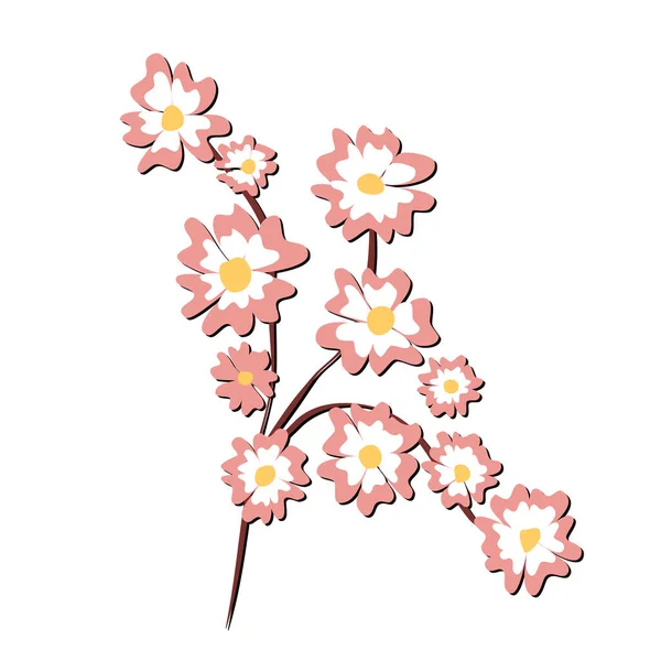 Desenho Gráfico Vetor Ramo Sakura Florescente —  Vetores de Stock