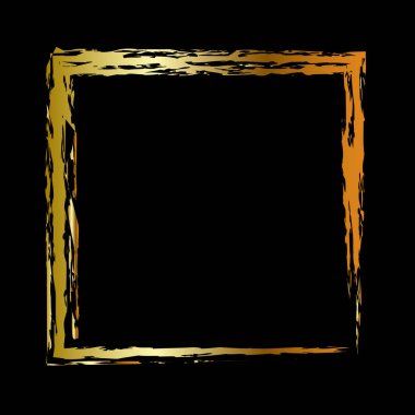 Siyah arka planda izole edilmiş gölgeleri olan parlak, altın rengi bir vintage çerçeve. Altın lüks gerçekçi dikdörtgen sınır. Vektör illüstrasyonu