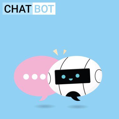 Sohbet Robotu kullanıcının sorusunu cevaplamak için baloncuk pankartıyla konuşuyor, Geveze veya Geveze robot servis destek konsepti düz vektör ilülasyonu