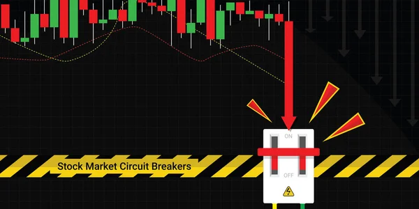 Leistungsschalter Funktionskonzept Stopp Des Handels Börsencrashs Verhindern Diagramm Und Chart — Stockvektor