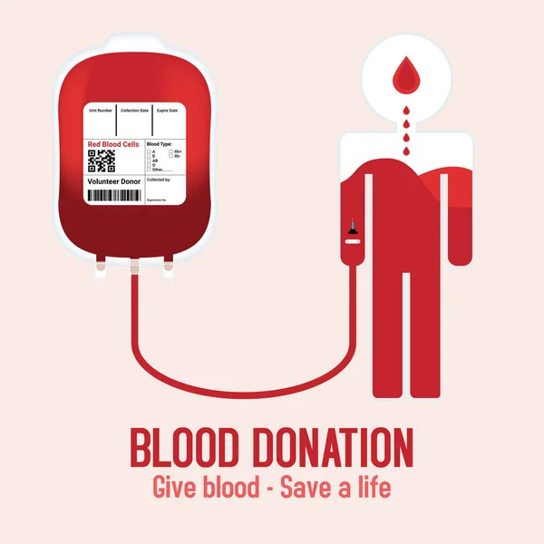 Пожертвування Крові Червоною Лінією Єднує Людей Повне Відновлення Пожертвуйте Концепцією — стоковий вектор