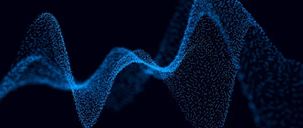 Структура Сетевого Соединения Футуристическая Абстрактная Сетка Волна Соединением Точек Линий — стоковое фото