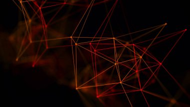 Ağ bağlantısı yapısı. Veri transferi. Noktalar ve çizgilerin birbirine bağlandığı soyut bir arkaplan. Üç Boyut