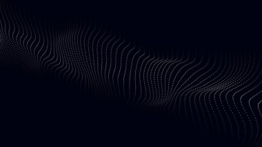 Parçacık dalgası. Gelecekçi nokta dalgası. Vektör çizimi. Dinamik bir dalga ile soyut arkaplan.