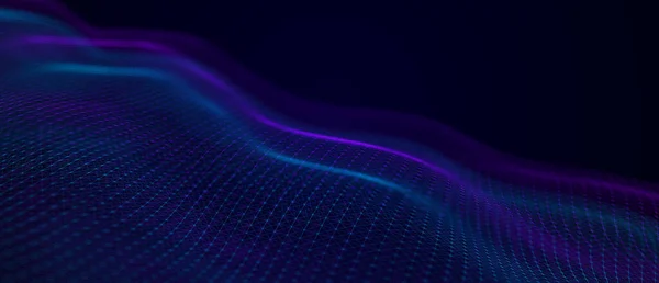 Хвиля Музичних Звуків Абстрактний Фон Переплетенням Точок Ліній Тривимірний — стокове фото