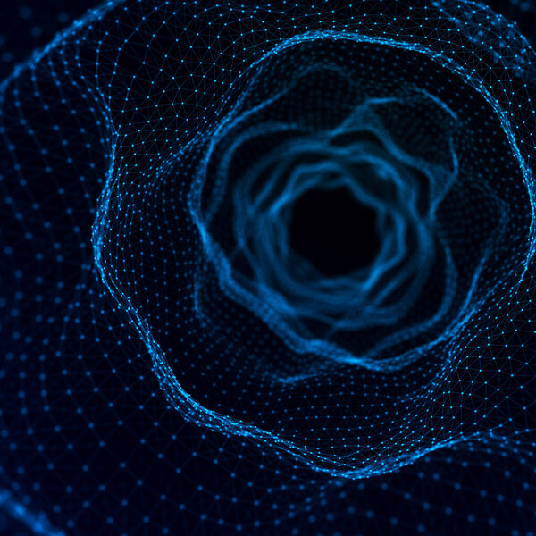 Абстрактный каркасный туннель. Червоточина трёхмерного коридора.