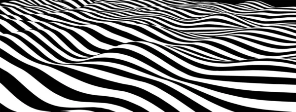Onda Abstracta Blanco Negro Ilusión Óptica Ilustración Vectorial Retorcida Engañar — Archivo Imágenes Vectoriales