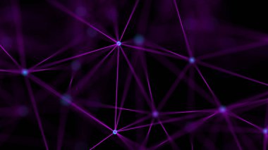 Ağ bağlantısı yapısı. Veri transferi. Noktalar ve çizgilerin birbirine bağlandığı soyut bir arkaplan. Üç Boyut