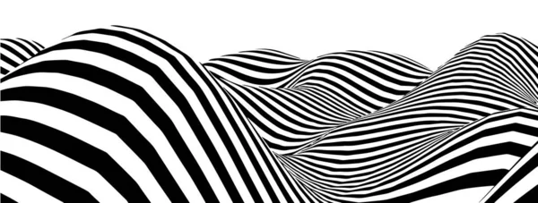 Schwarz Weiße Abstrakte Welle Optische Täuschung Verdrehte Vektorillustration Betrug — Stockvektor