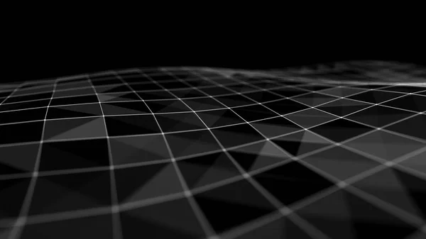 Abstrakter Digitaler Hintergrund Raum Gefüllt Mit Polygonen Und Punkten Welle — Stockfoto