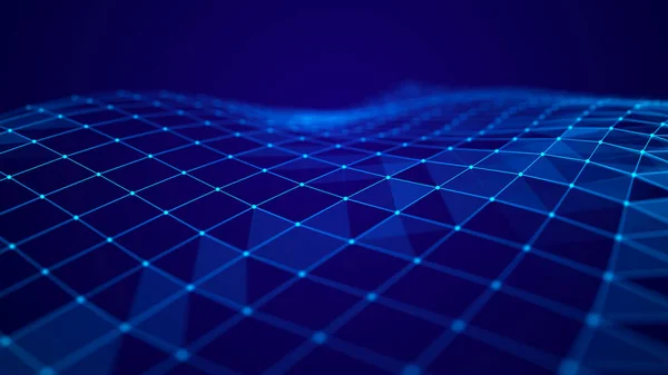 Абстрактний Цифровий Фон Простір Заповнений Багатокутниками Крапками Хвиля Відтворення — стокове фото