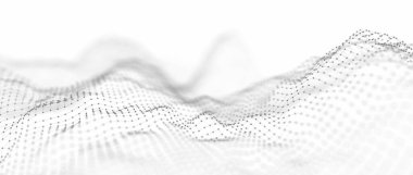 Gelecekçi nokta dalgası. Soyut dijital arkaplan. Ağ bağlantısı yapısı. Üç Boyut .