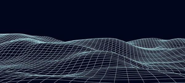 Teknoloji vektör illüstrasyonu. Soyutlama. Dağların peyzaj tasarımı. 3d