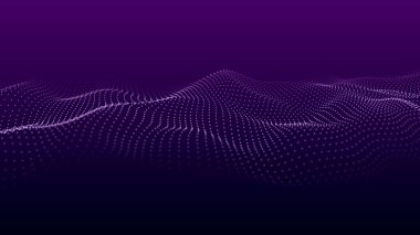 Hareket eden parçacıkların soyut arkaplanı. Fütürist noktalı dalga. Büyük veri. Vektör illüstrasyonu.