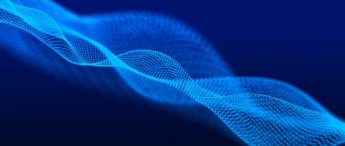 Kesişen noktalar ve çizgiler dalgası. Soyut arkaplan. Bilim için teknolojik tarz, büyük veri .3D görüntüleme.