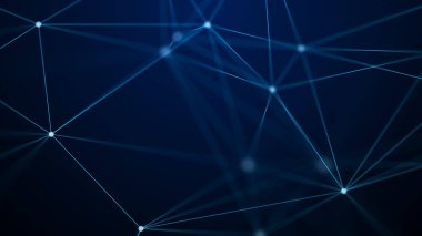 Ağ bağlantısı yapısı. Veri transferi. Noktalar ve çizgilerin birbirine bağlandığı soyut bir arkaplan. 3B görüntüleme.
