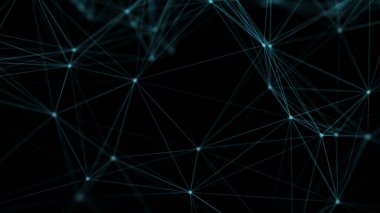 Ağ bağlantısı yapısı. Veri transferi. Noktalar ve çizgilerin birbirine bağlandığı soyut bir arkaplan. 3B görüntüleme.