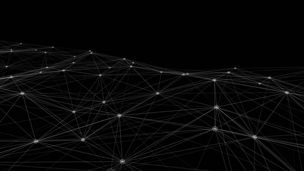 Network connection structure. Data transfer. Abstract background with interweaving of dots and lines. 3D rendering.