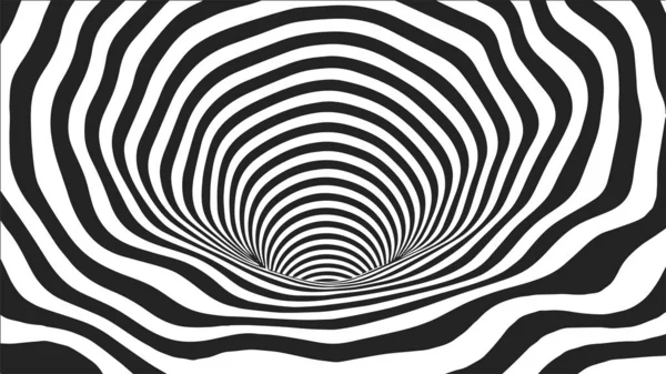 Schwarz Weißes Abstraktes Wurmloch Optische Täuschung Vektorillustration Tunnel — Stockvektor