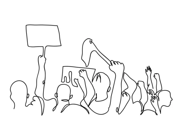 Manifestants foule une ligne dessin — Image vectorielle