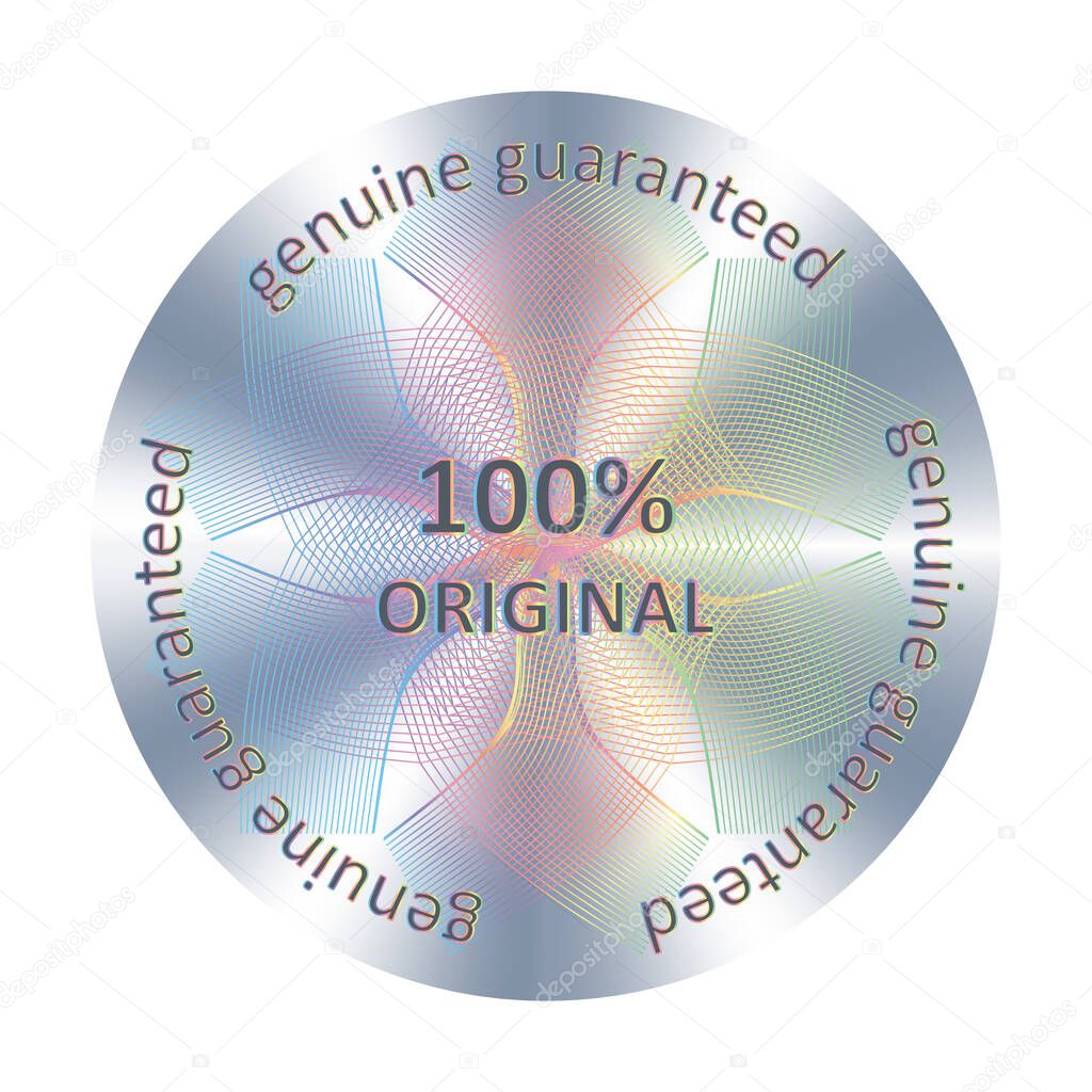 Round hologram sticker. Vector element