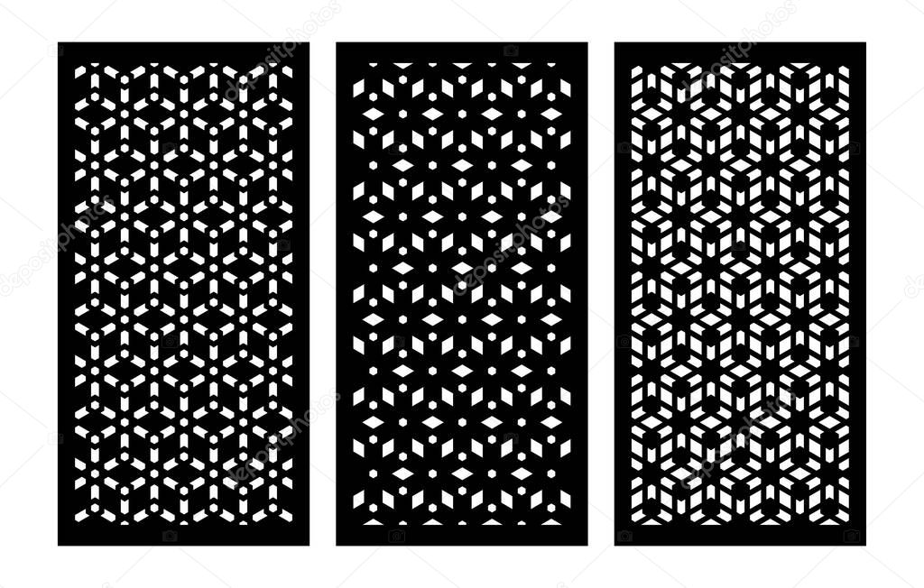 Set of decorative vector panels for laser cutting.