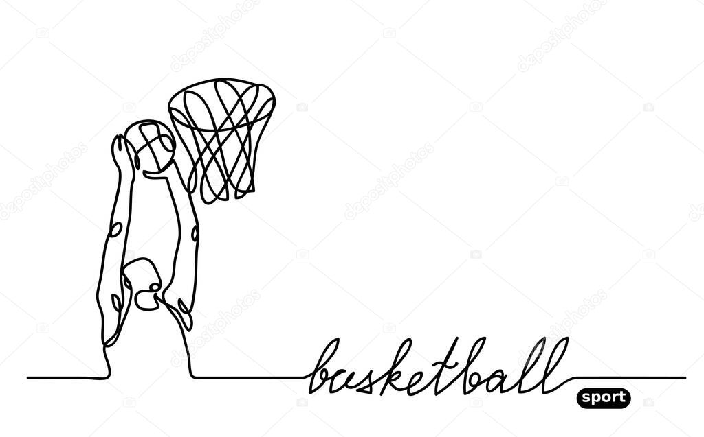 Basketball player banner, minimalist vector doodle