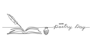 World poetry day minimalist vector sketch, background clipart