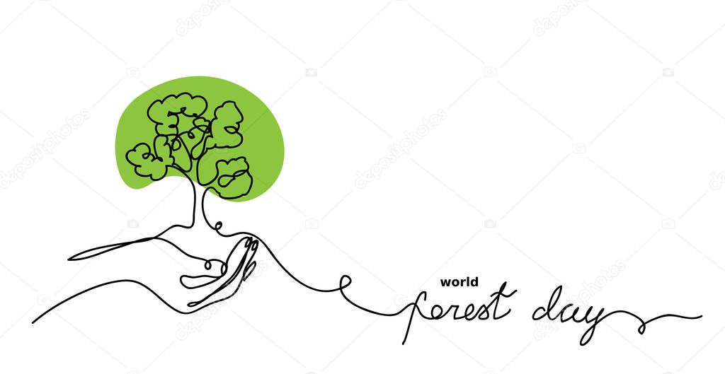 World forest day vector sketch, background.