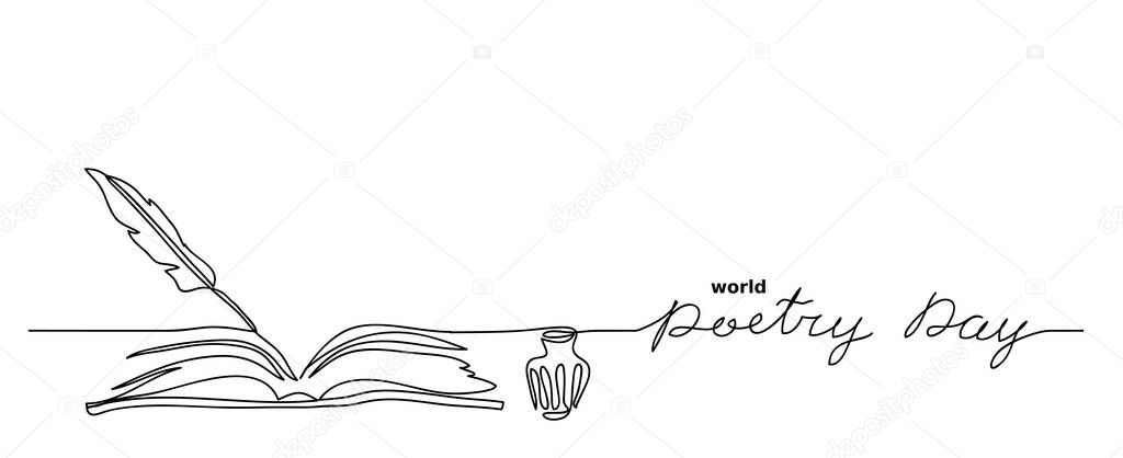 World poetry day minimalist vector sketch, background