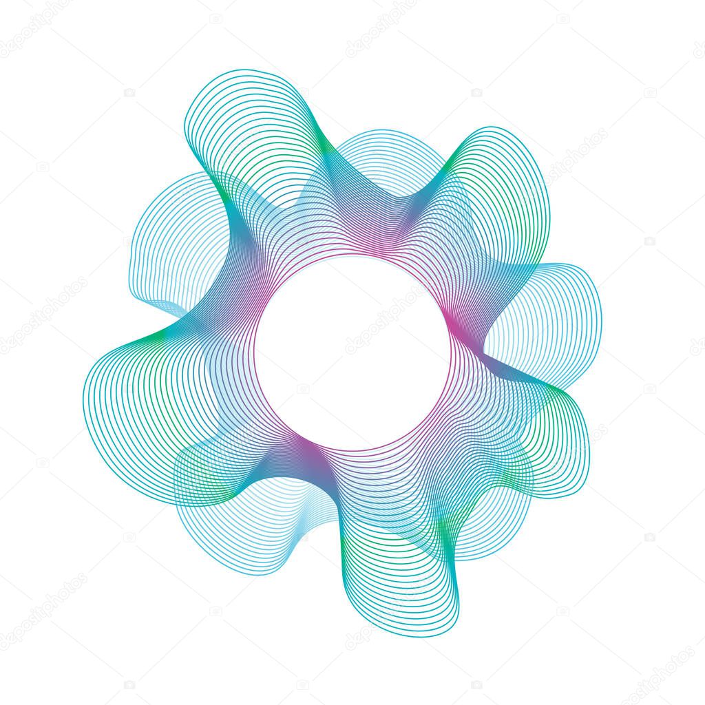 Guilloche abstract shape modern vector element. Logo icon with circle