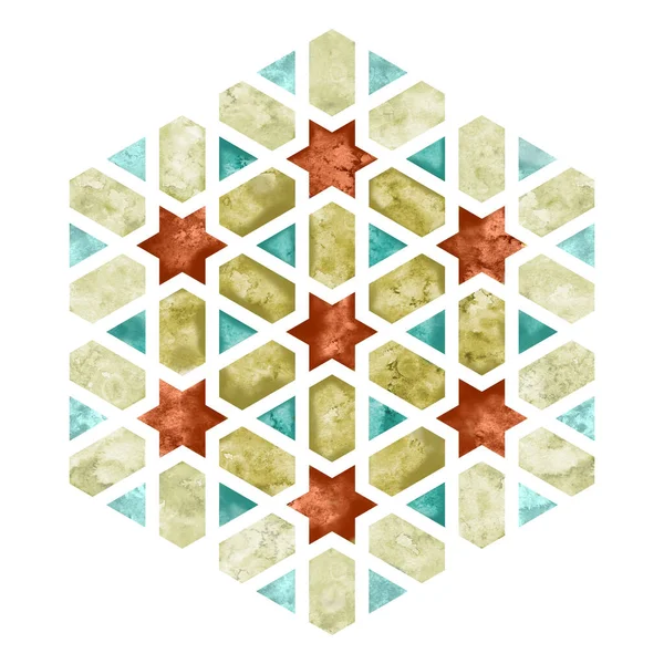 Arabesque ramadan watercolour tile element. — Stock Fotó