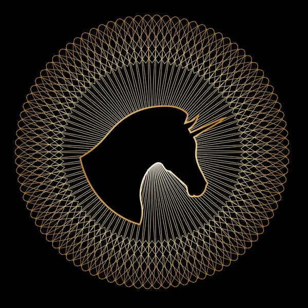 Unicorn logo in guilloche style. — ストックベクタ