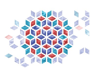 Arabesque watercolour tile element.