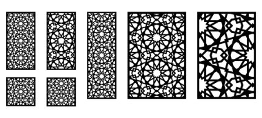 Lazer kesimi için dekoratif Fas vektör panelleri.