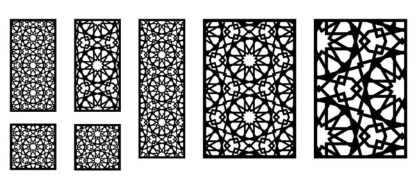 Conjunto de paneles vectoriales marroquíes decorativos para corte por láser . — Archivo Imágenes Vectoriales