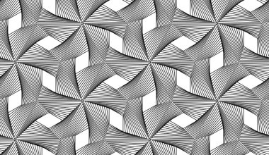 Guilloche vektör kusursuz desen. Yel değirmeni siyah beyaz arkaplan, ince çizgileri olan doku.