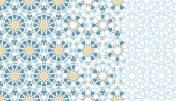 Arabesk fayansı, mozaik tekrarlayan vektör sınırı. Renk arabesk ayrışması ile geometrik yarım ton deseni