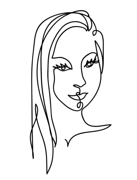 Uma linha contínua desenho arte retrato para banner salão de beleza . — Vetor de Stock